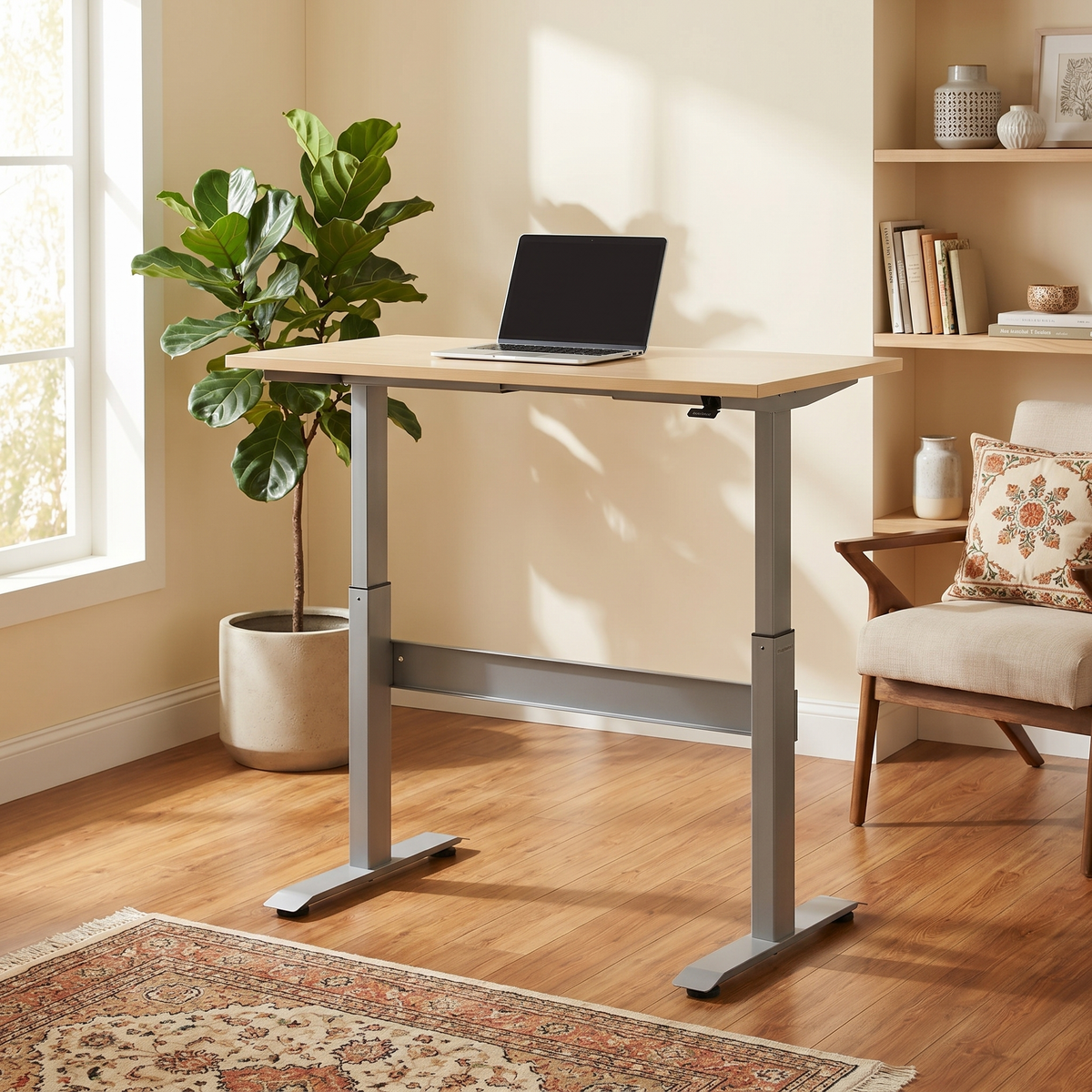 Featherlite height-adjustable standing desk in a home office