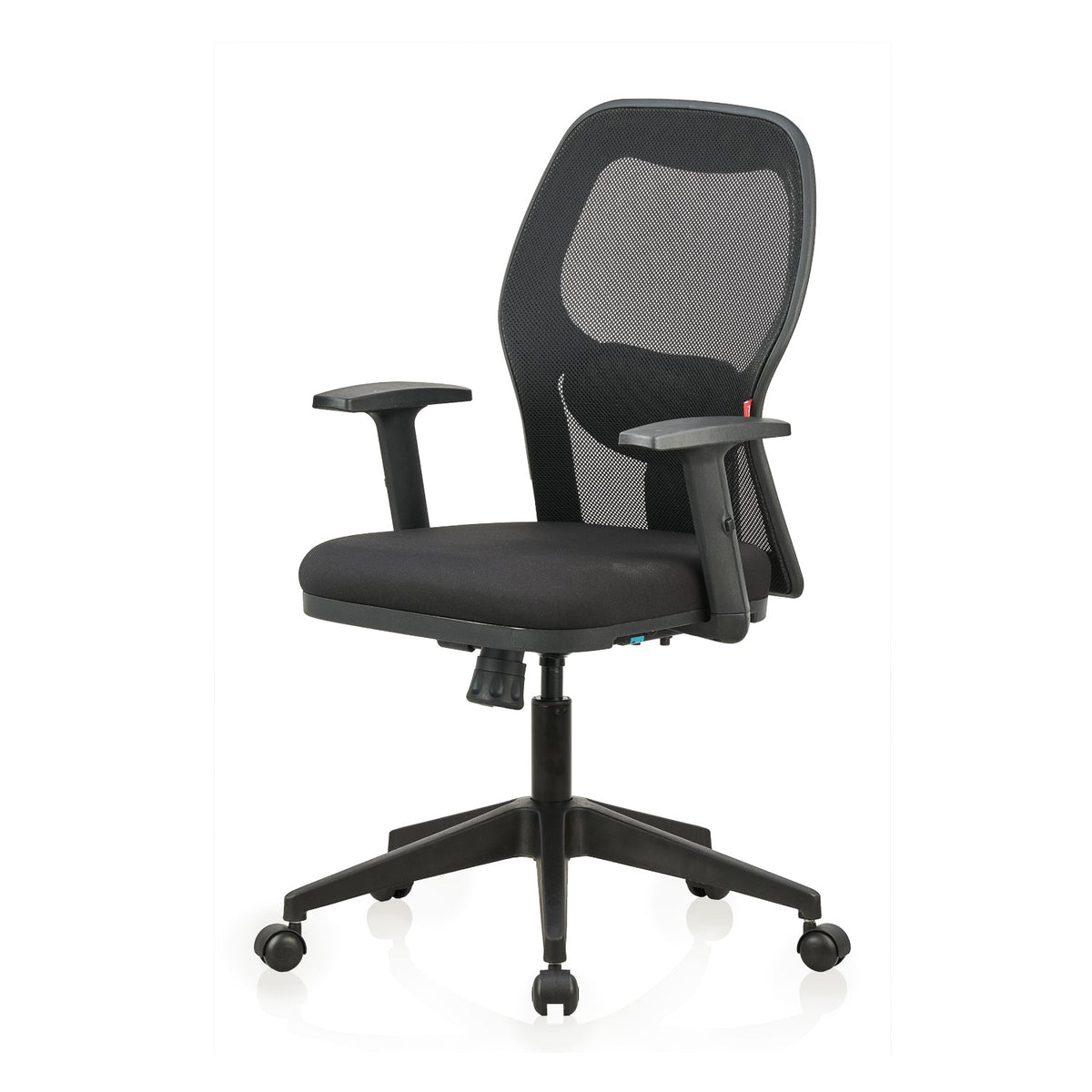 Featherlite Anatom Medium Back Mesh Chair with Multilock Mechanism & Fabric Upholstered Cushion Seat(Black)