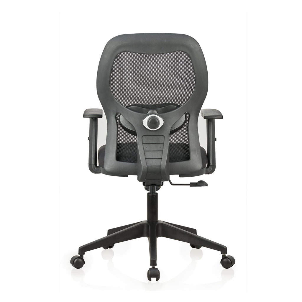 Featherlite Anatom Medium Back Mesh Chair with Multilock Mechanism & Fabric Upholstered Cushion Seat(Black)