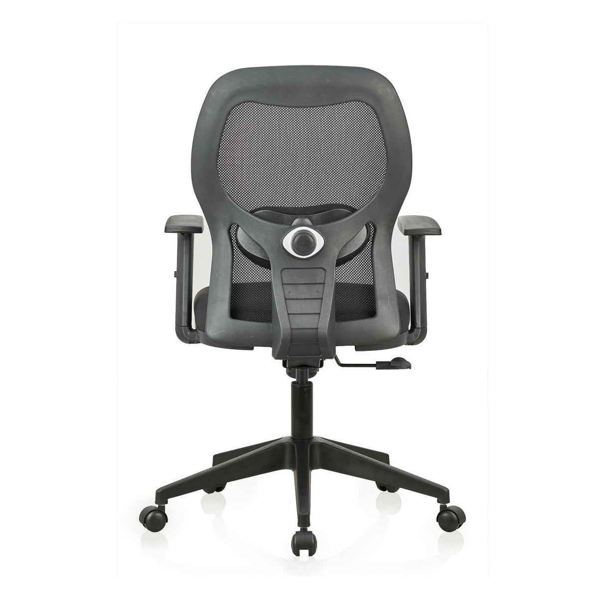 Featherlite Anatom Medium Back Mesh Chair with Multilock Mechanism & Fabric Upholstered Cushion Seat(Black)