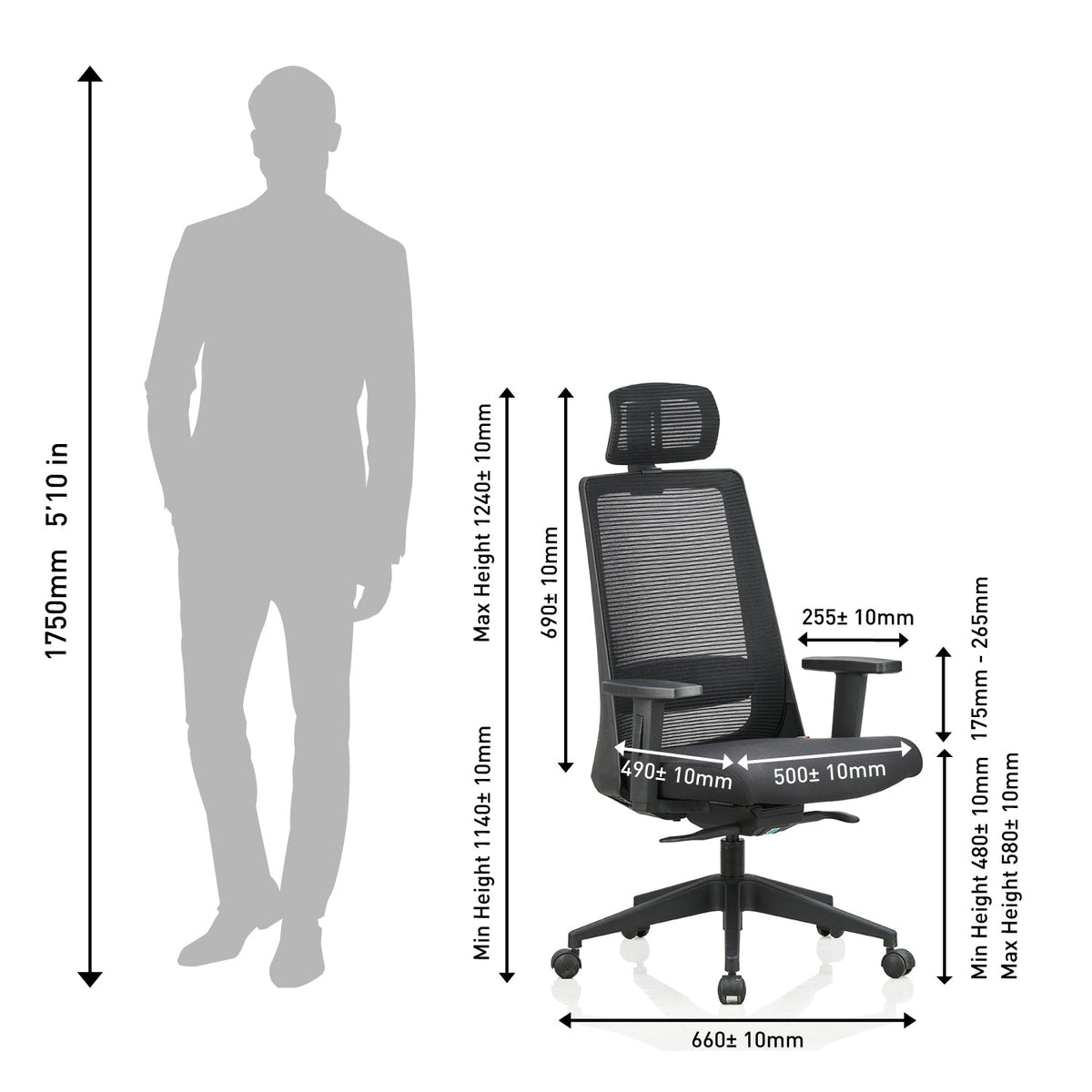 Featherlite Amaze High Back Mesh Chair with Self Calibrating Multilock Mechanism & Fabric Upholstered Cushion Seat(Black)