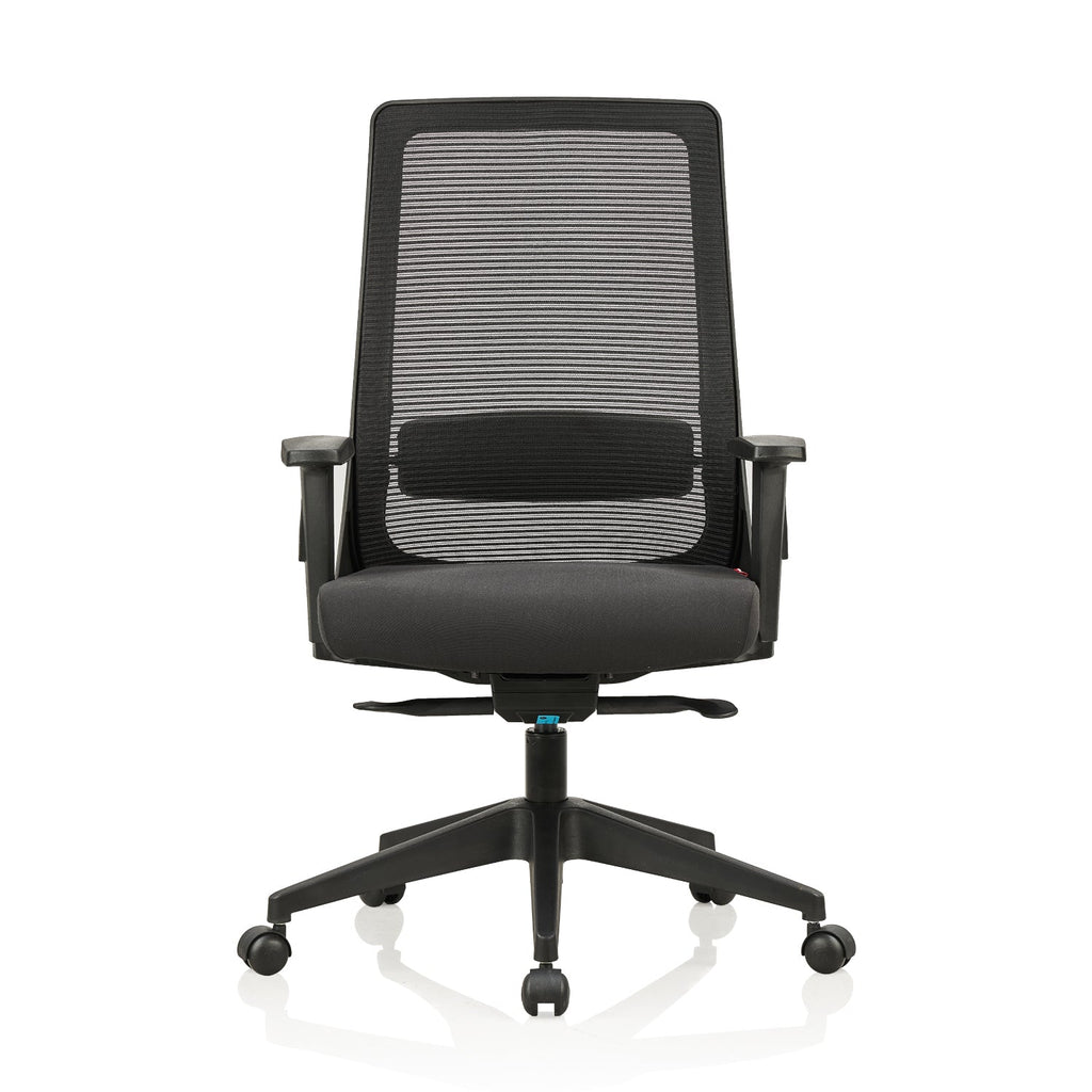 Featherlite Amaze Medium Back Mesh Chair with Self Calibrating Multilock Mechanism & Fabric Upholstered Cushion Seat(Black)