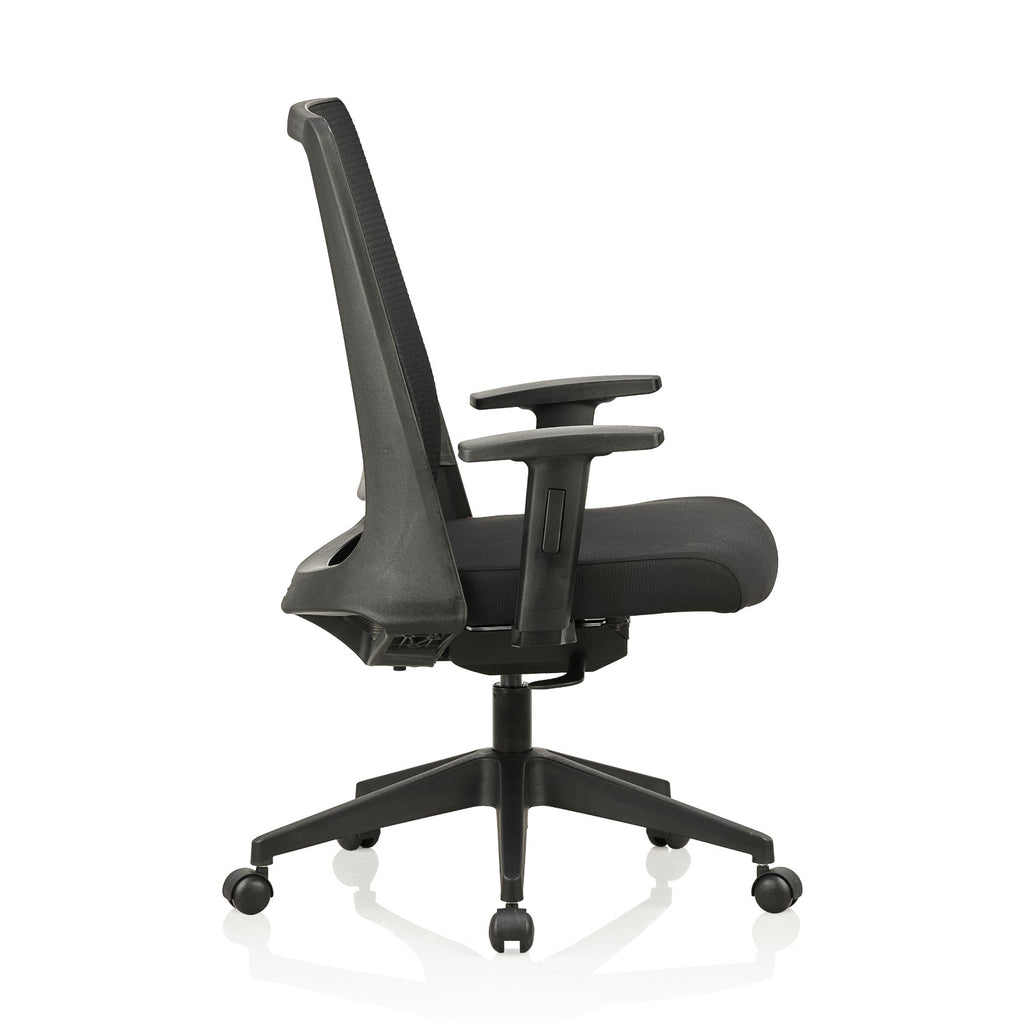 Featherlite Amaze Medium Back Mesh Chair with Self Calibrating Multilock Mechanism & Fabric Upholstered Cushion Seat(Black)
