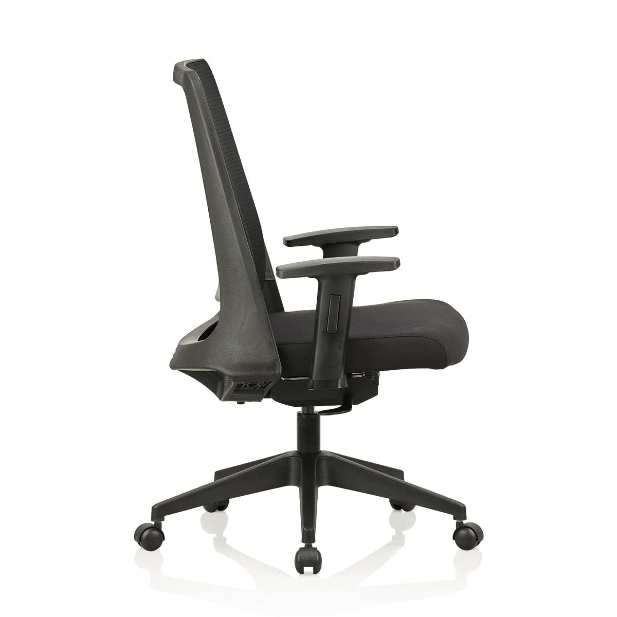 Featherlite Amaze Medium Back Mesh Chair with Self Calibrating Multilock Mechanism & Fabric Upholstered Cushion Seat(Black)