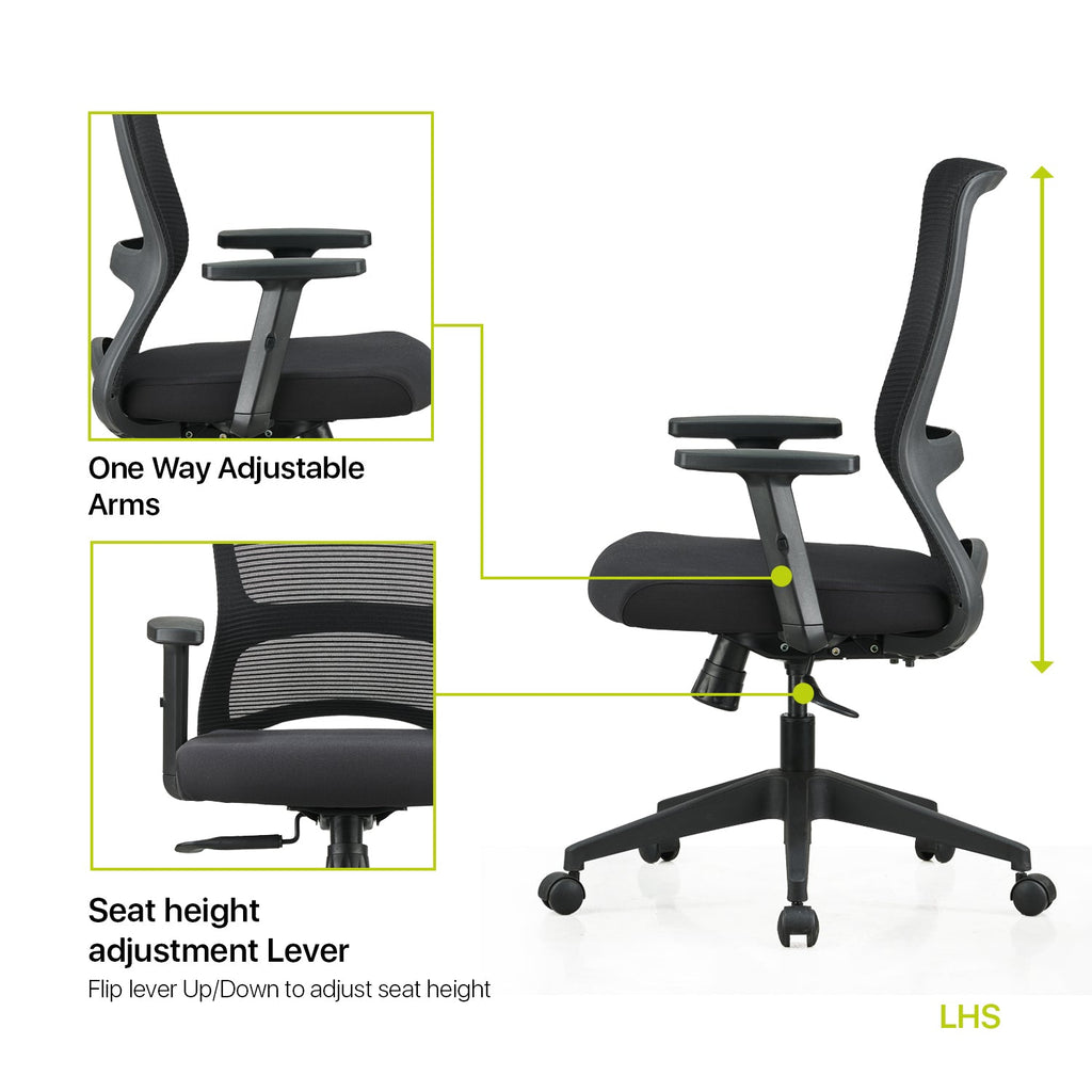 Featherlite Comet Medium Back Mesh Chair with Adjustable Arms