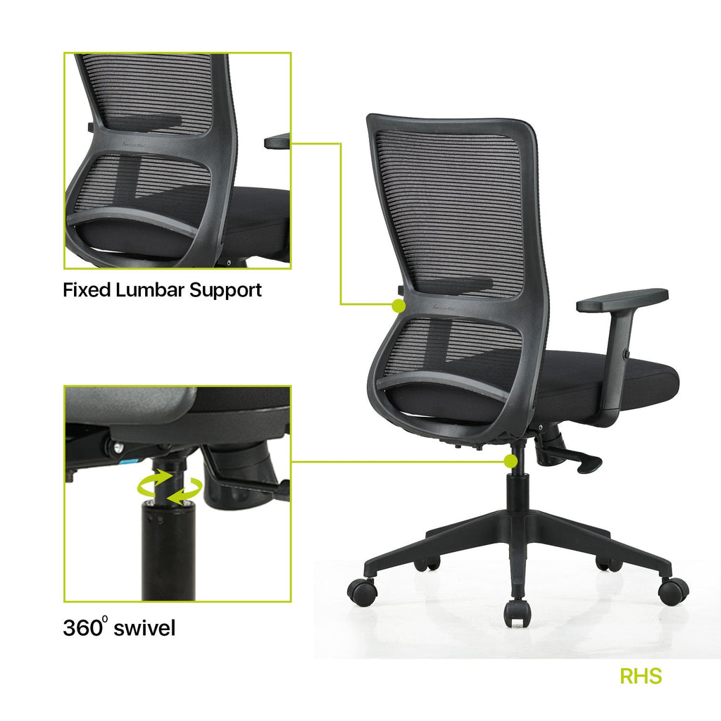 Featherlite Comet Medium Back Mesh Chair with Adjustable Arms