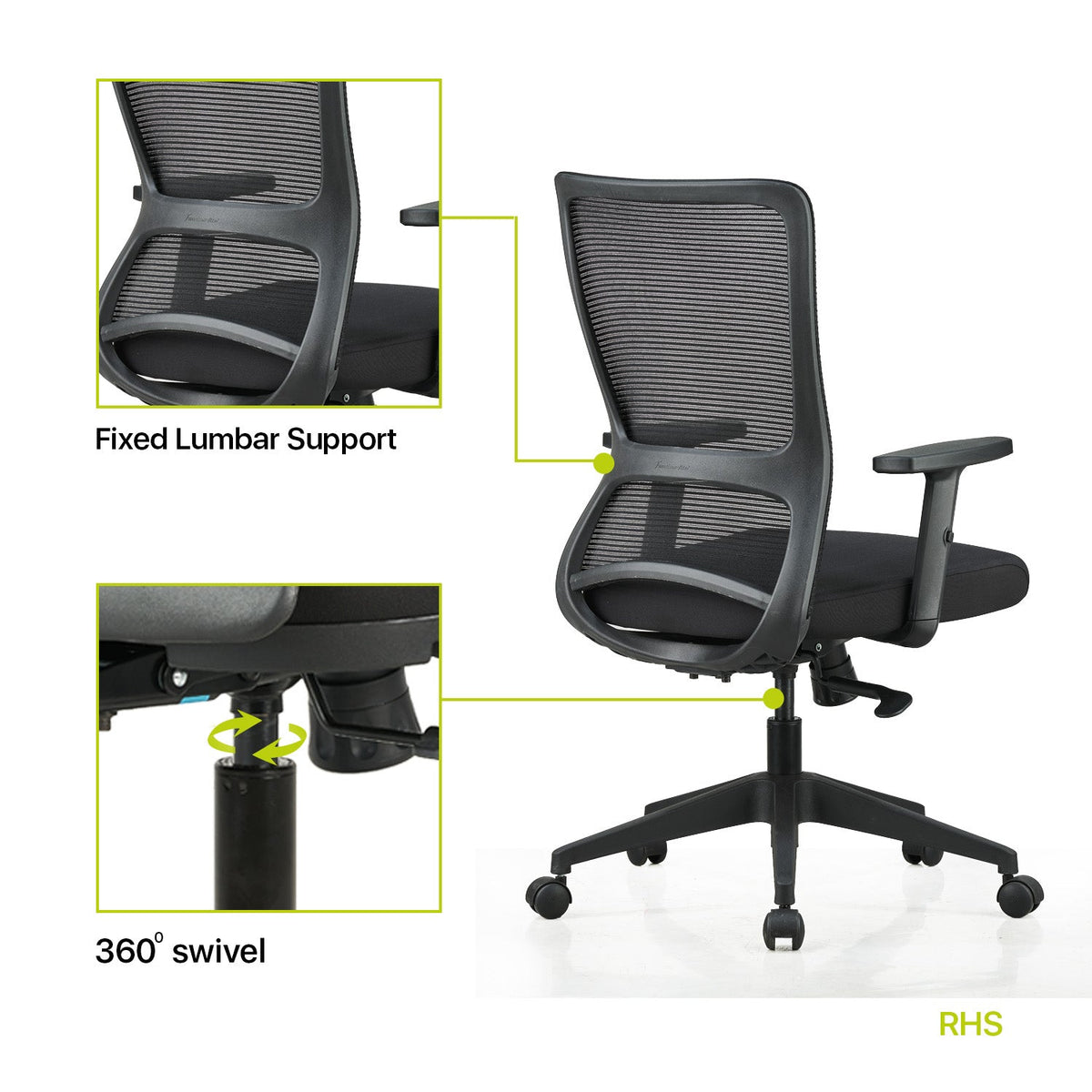 Featherlite Comet Medium Back Mesh Chair with Adjustable Arms