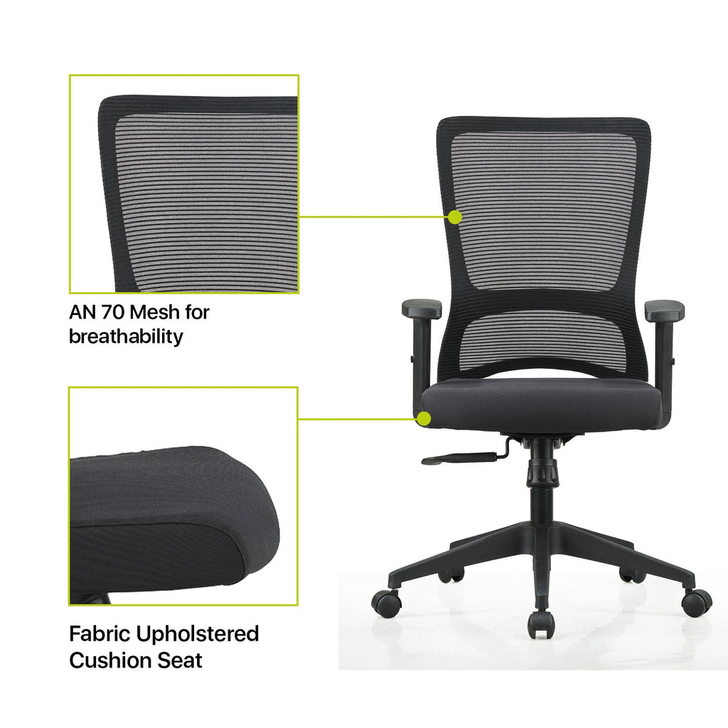 Featherlite Comet Medium Back Mesh Chair with Adjustable Arms