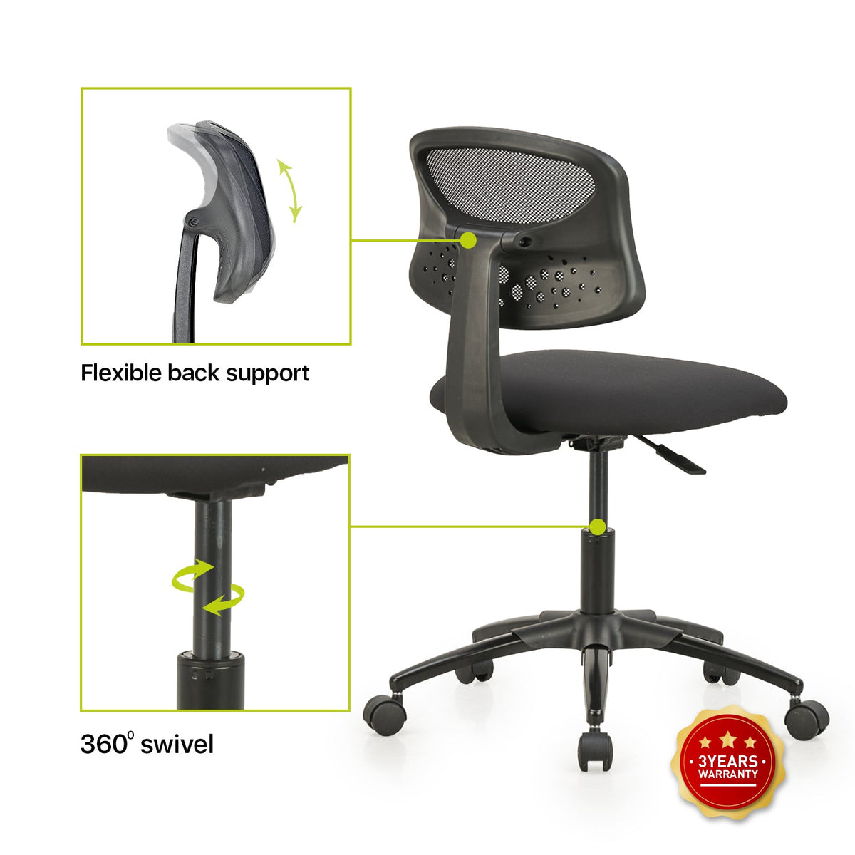 Featherlite Student Revolving Desk Chair without Arms