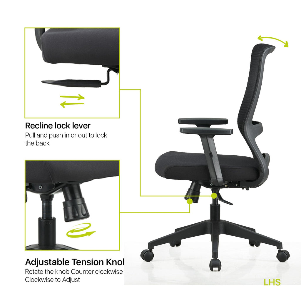 Featherlite Comet Medium Back Mesh Chair with Adjustable Arms
