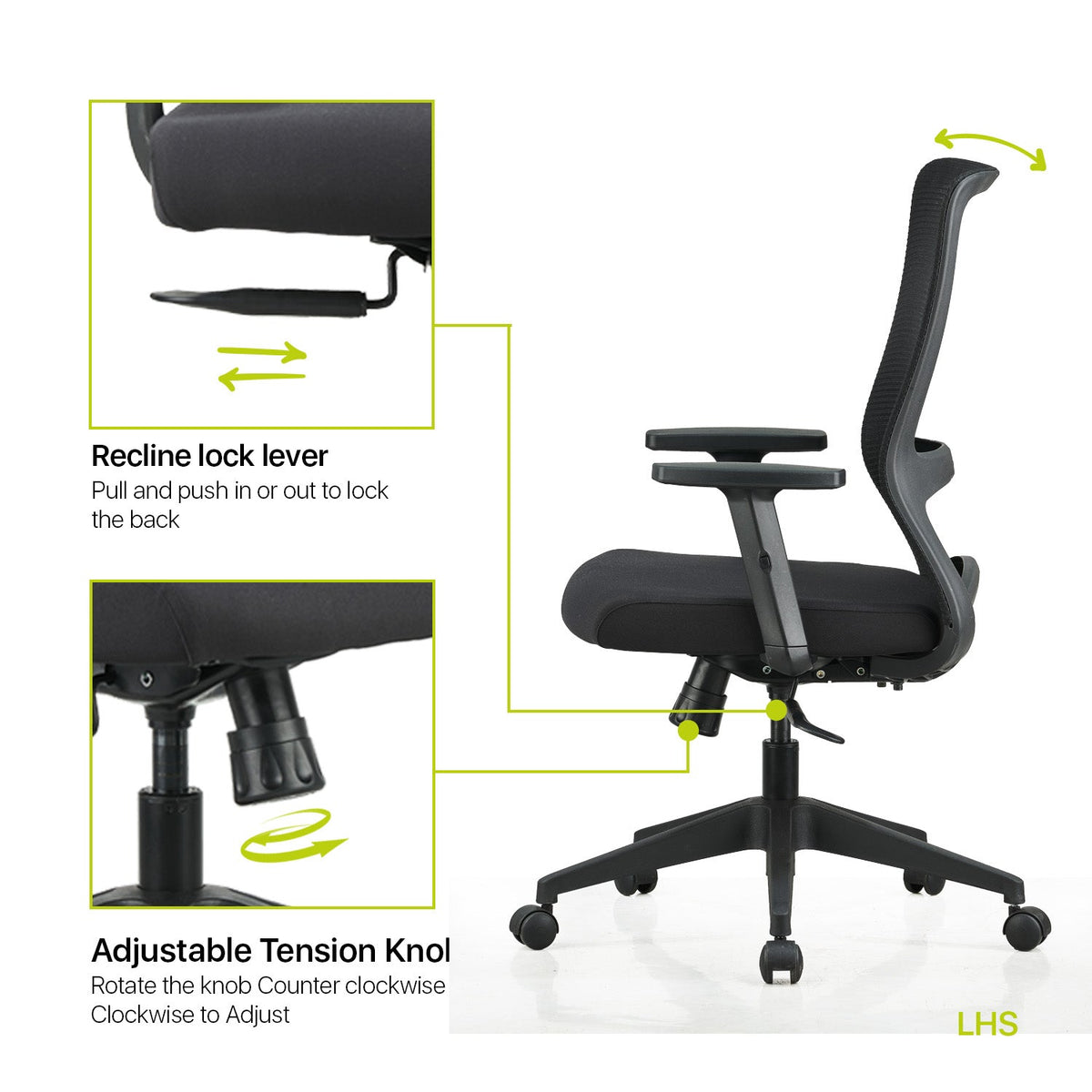 Featherlite Comet Medium Back Mesh Chair with Adjustable Arms