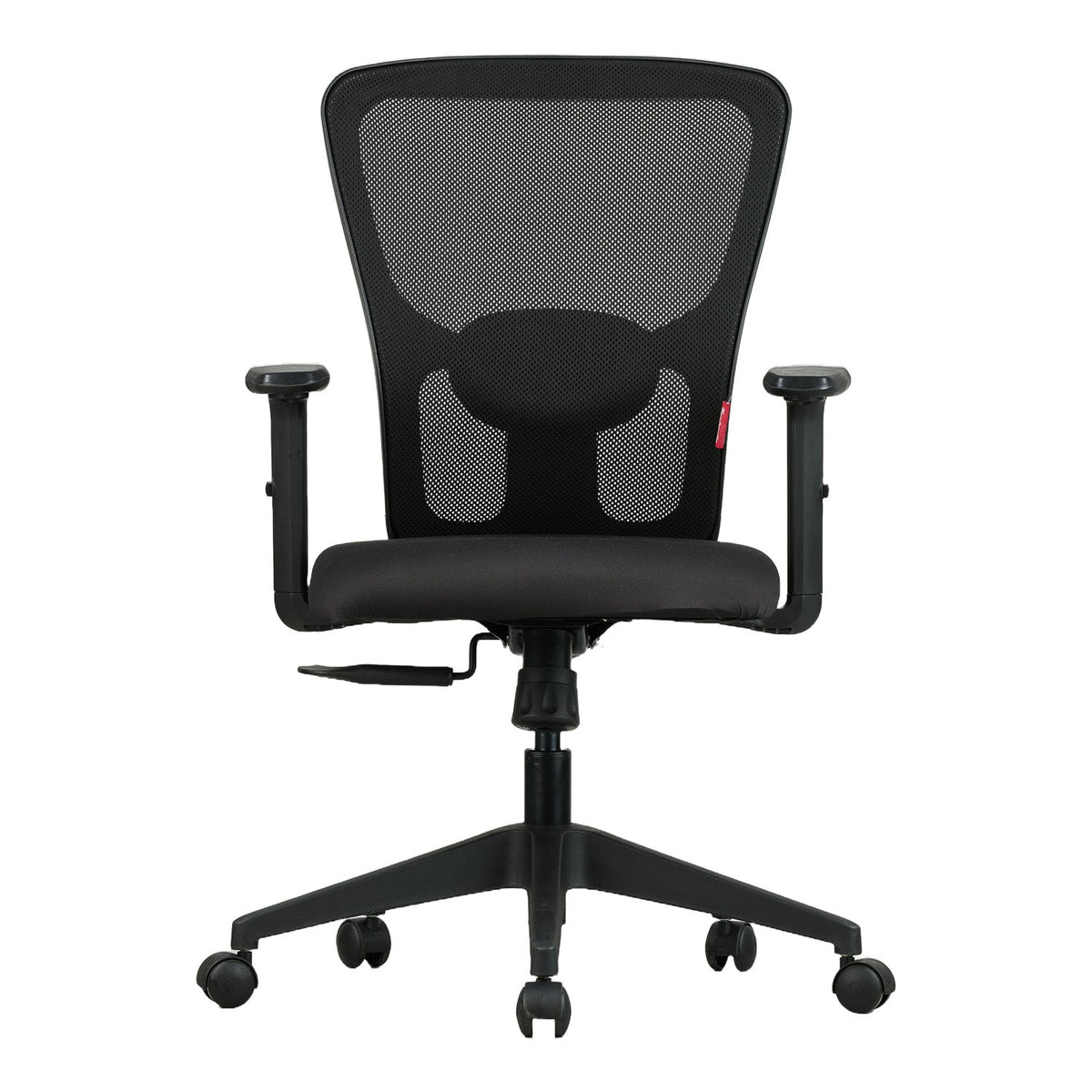 Featherlite Astro Medium Back Mesh Chair with Padded Lumbar Support & Cushion Seat(Black)