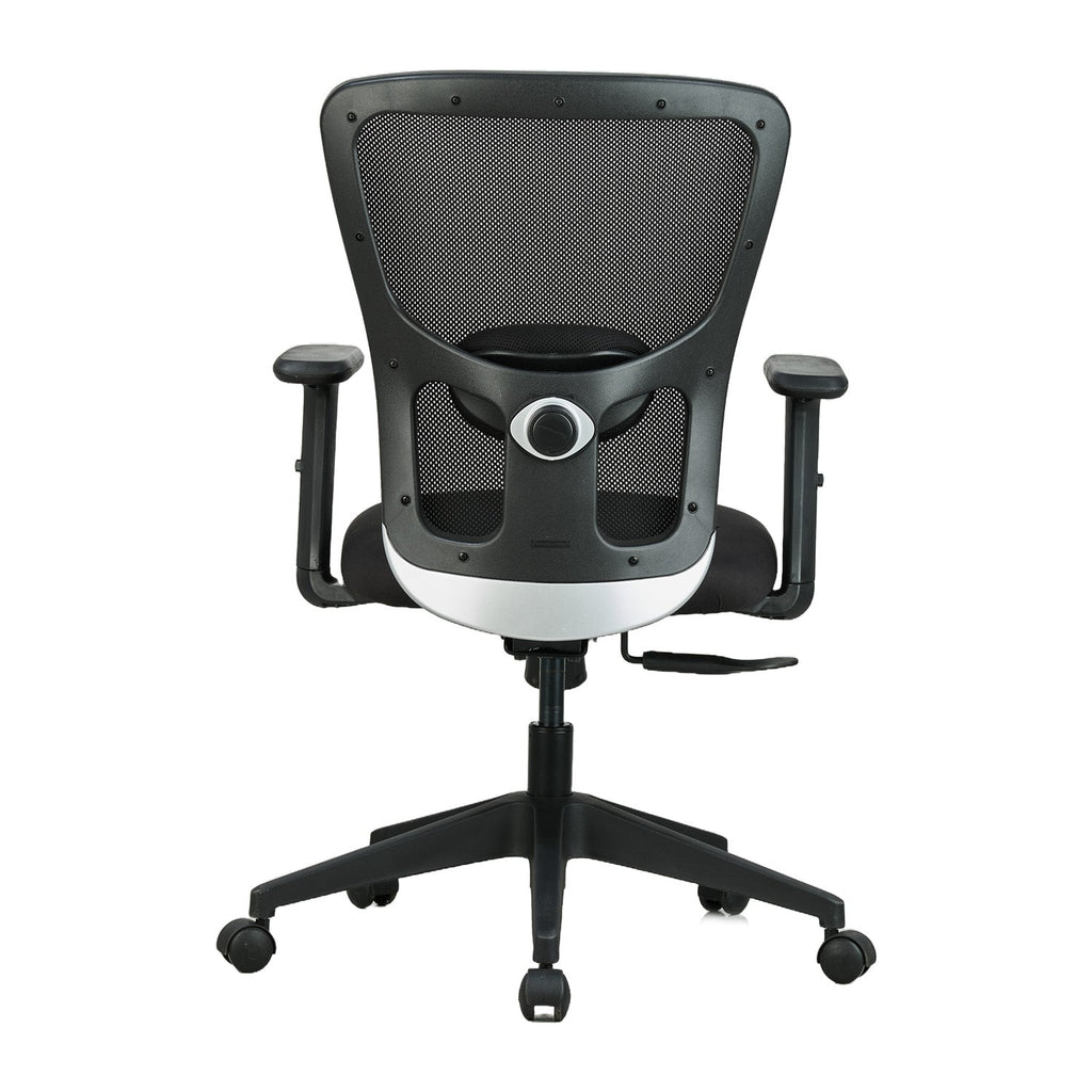 Featherlite Astro Medium Back Mesh Chair with Padded Lumbar Support & Cushion Seat(Black)