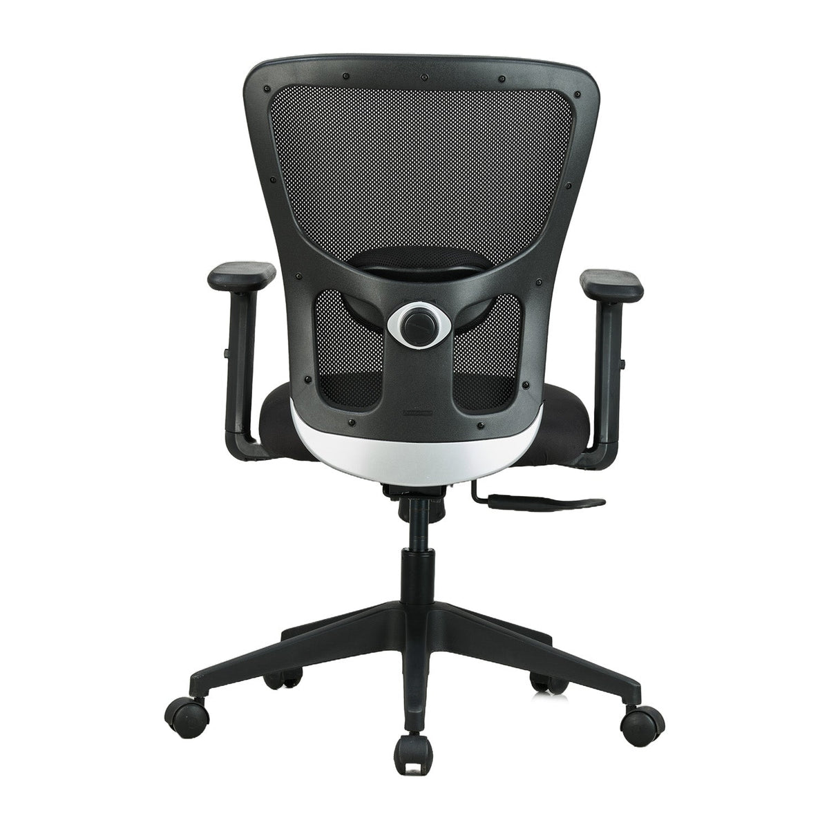 Featherlite Astro Medium Back Mesh Chair with Padded Lumbar Support & Cushion Seat(Black)