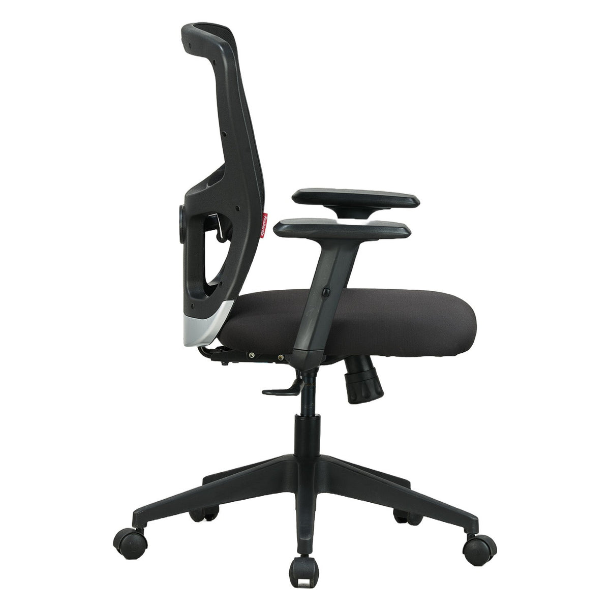 Featherlite Astro Medium Back Mesh Chair with Padded Lumbar Support & Cushion Seat(Black)