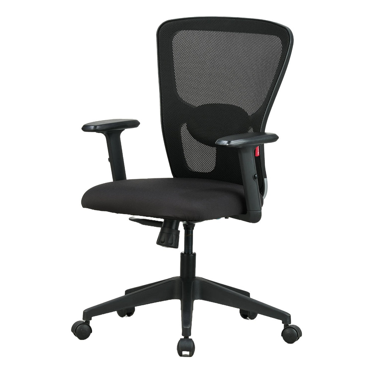 Featherlite Astro Medium Back Mesh Chair with Padded Lumbar Support & Cushion Seat(Black)