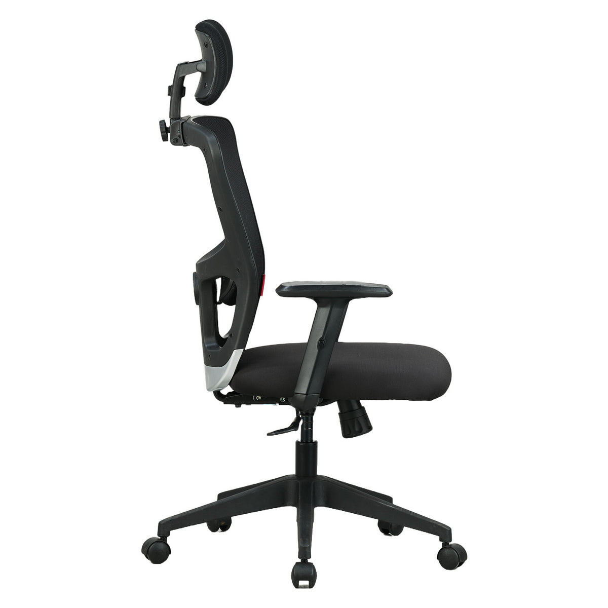 Featherlite Astro Mesh Office Chair with Headrest (Black), left side view