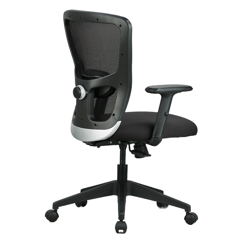 Featherlite Astro Medium Back Mesh Chair with Padded Lumbar Support & Cushion Seat(Black)