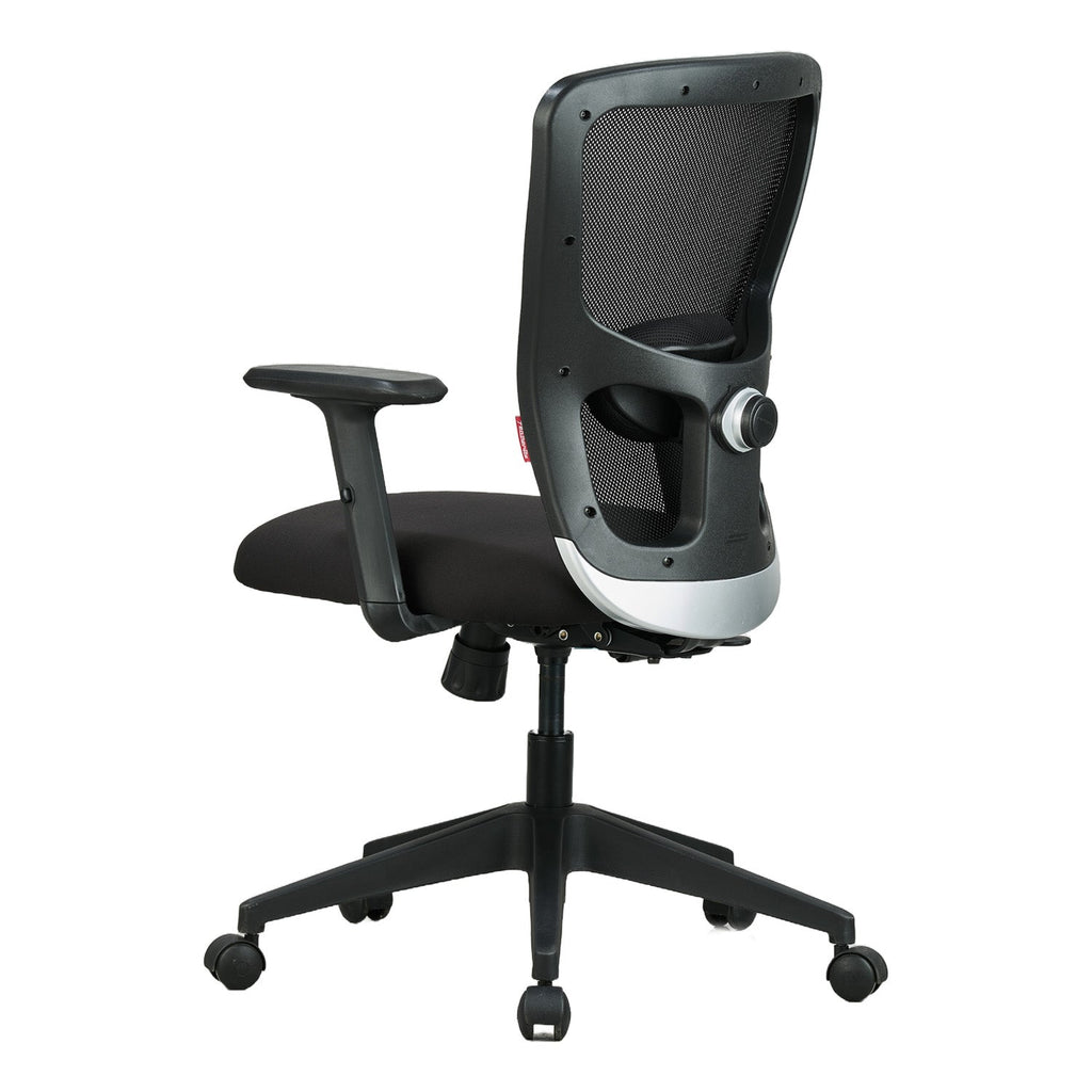 Featherlite Astro Medium Back Mesh Chair with Padded Lumbar Support & Cushion Seat(Black)
