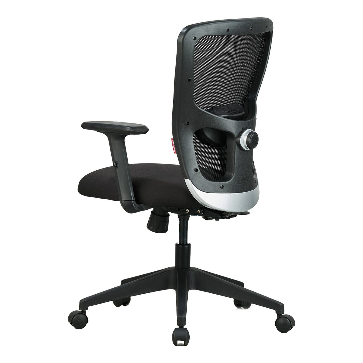 Featherlite Astro Medium Back Mesh Chair with Padded Lumbar Support & Cushion Seat(Black)