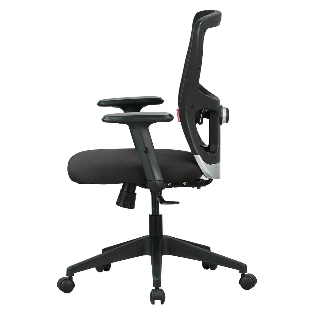 Featherlite Astro Medium Back Mesh Chair with Padded Lumbar Support & Cushion Seat(Black)