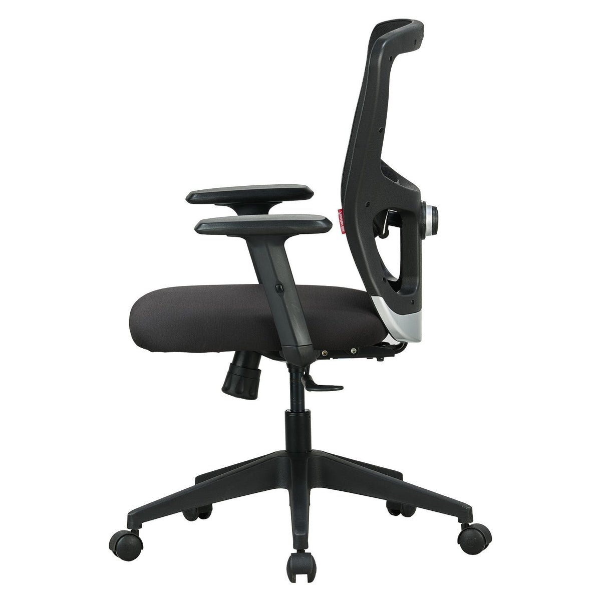 Featherlite Astro Medium Back Mesh Chair with Padded Lumbar Support & Cushion Seat(Black)