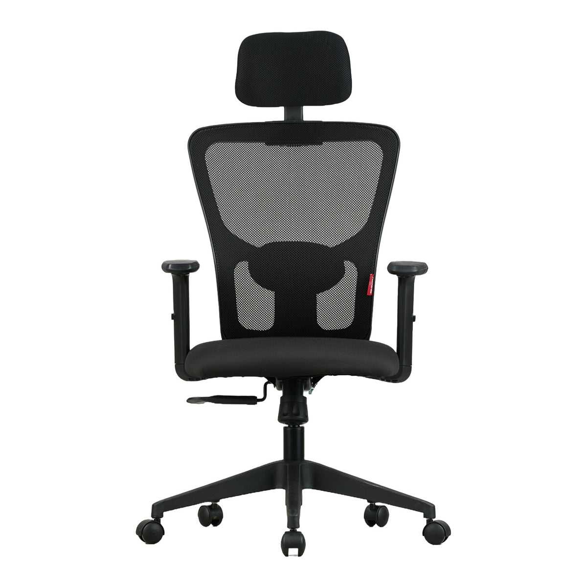 Featherlite Astro Mesh Office Chair with Headrest (Black), front view