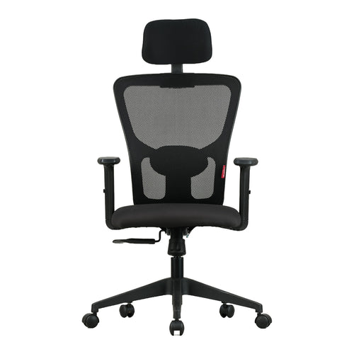 Featherlite Astro Mesh Office Chair with Headrest (Black), front view