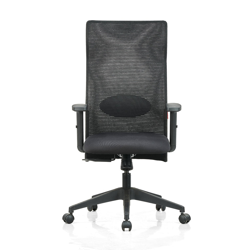 Featherlite Contact High Back Mesh Chair with Single Lock Synchro Mechanism & Adjustable Lumbar Support(Black)