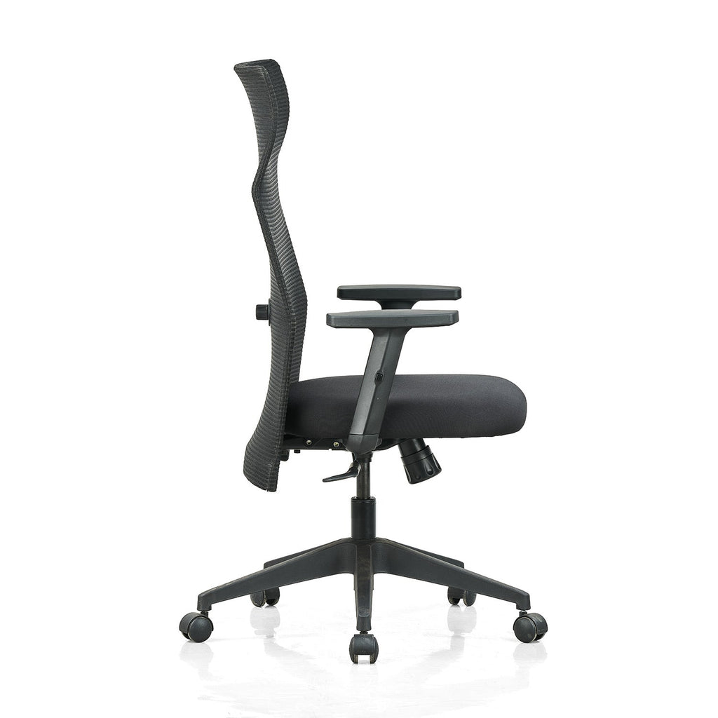 Featherlite Contact High Back Mesh Chair with Single Lock Synchro Mechanism & Adjustable Lumbar Support(Black)