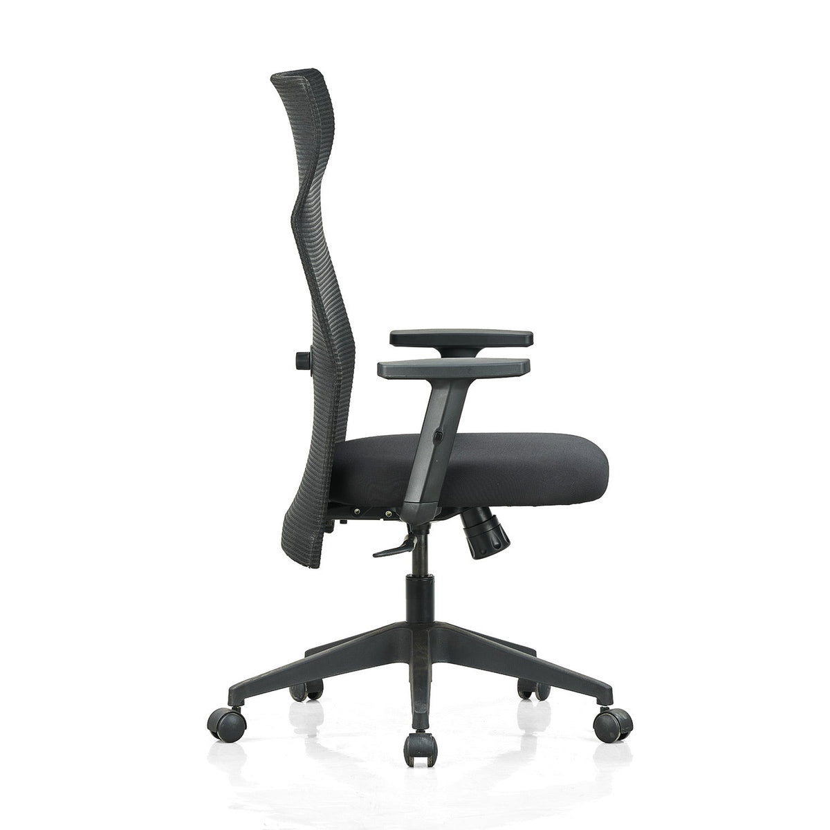 Featherlite Contact High Back Mesh Chair with Single Lock Synchro Mechanism & Adjustable Lumbar Support(Black)