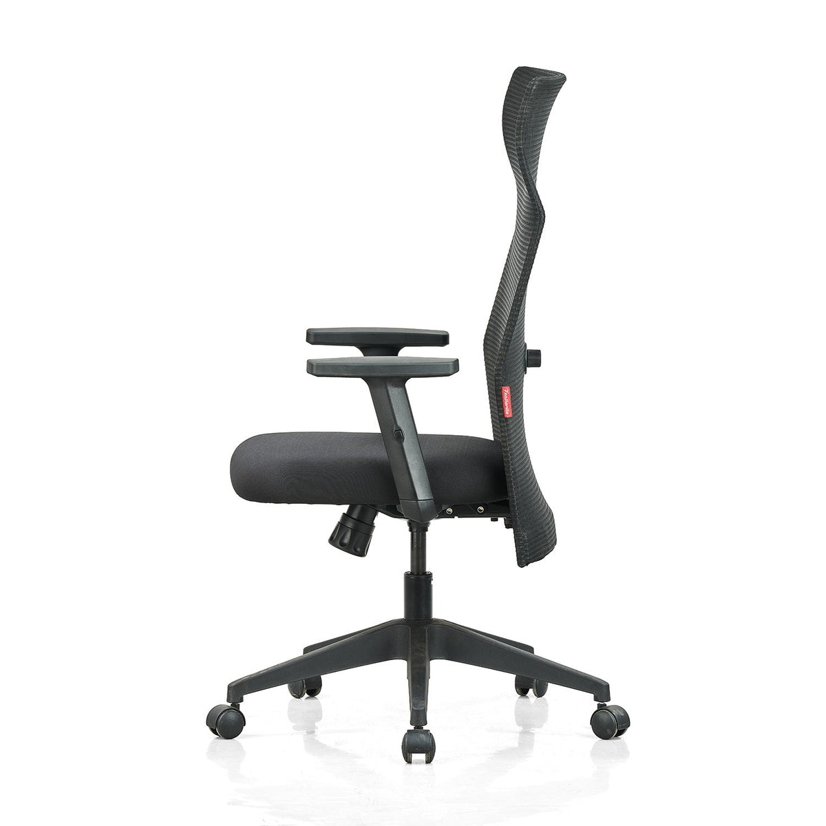 Featherlite Contact High Back Mesh Chair with Single Lock Synchro Mechanism & Adjustable Lumbar Support(Black)