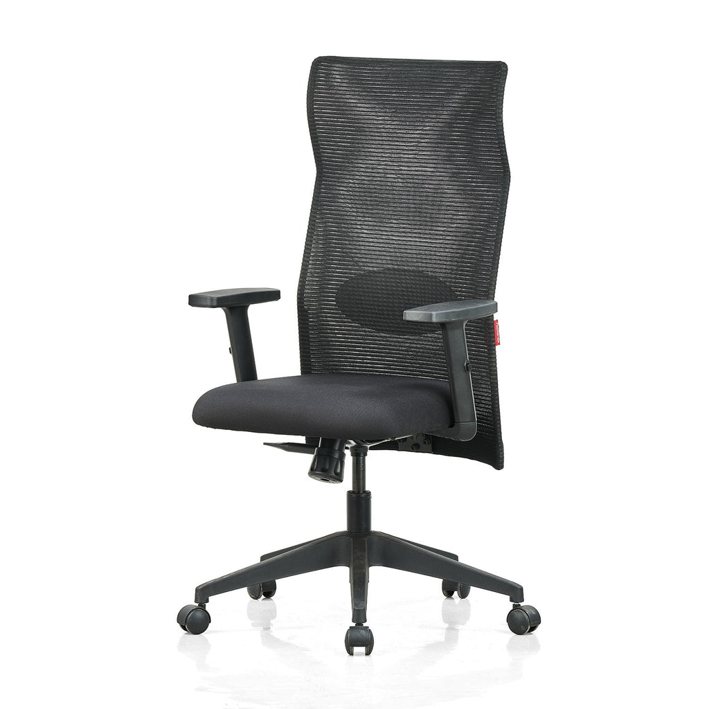 Featherlite Contact High Back Mesh Chair with Single Lock Synchro Mechanism & Adjustable Lumbar Support(Black)