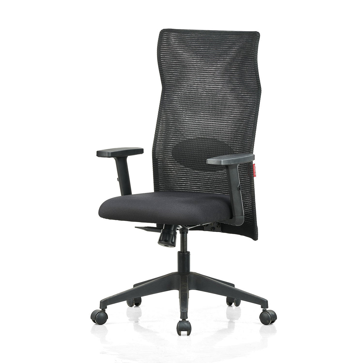 Featherlite Contact High Back Mesh Chair with Single Lock Synchro Mechanism & Adjustable Lumbar Support(Black)