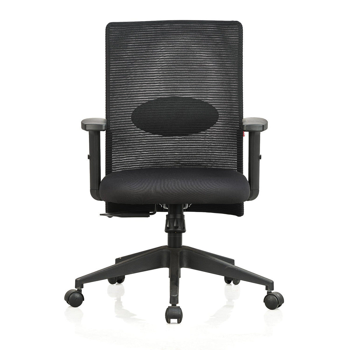 Featherlite Contact Medium Back Mesh Chair with Single Lock Synchro Mechanism & Adjustable Lumbar Support(Black)