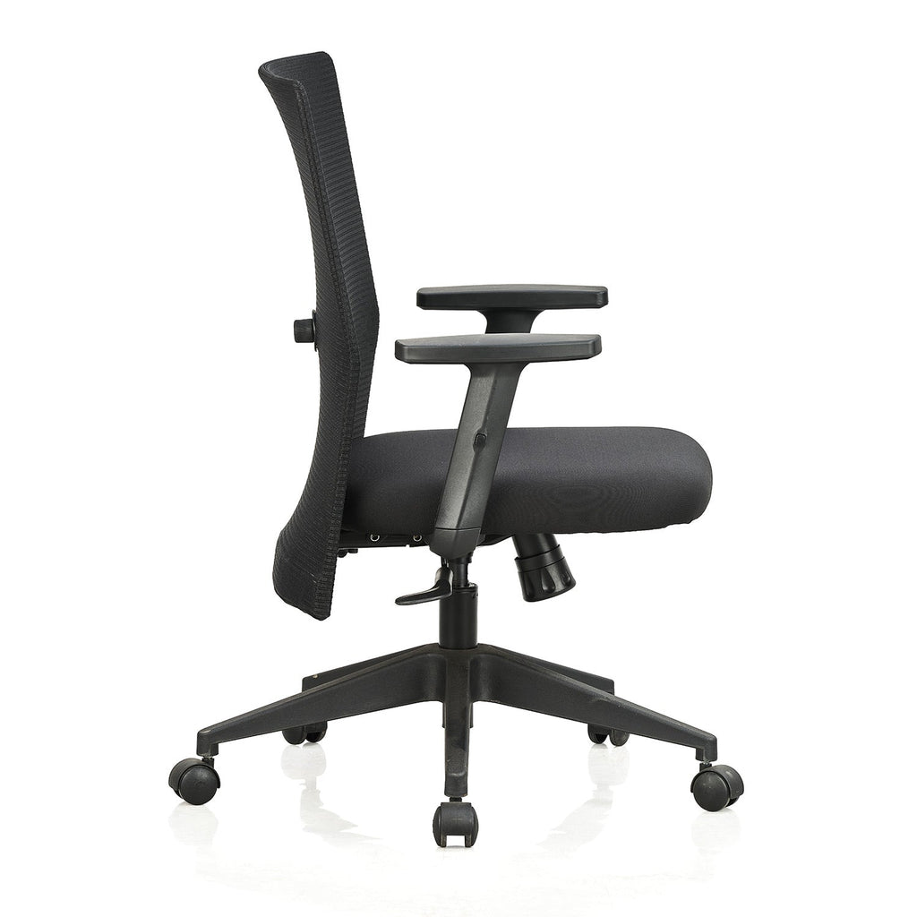 Featherlite Contact Medium Back Mesh Chair with Single Lock Synchro Mechanism & Adjustable Lumbar Support(Black)