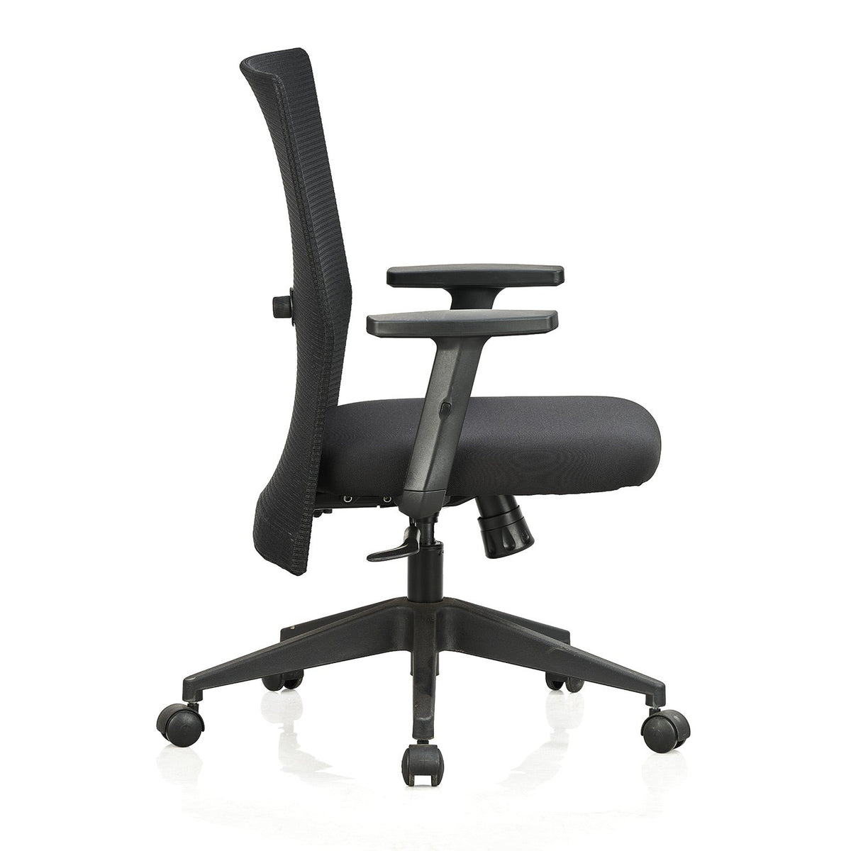 Featherlite Contact Medium Back Mesh Chair with Single Lock Synchro Mechanism & Adjustable Lumbar Support(Black)