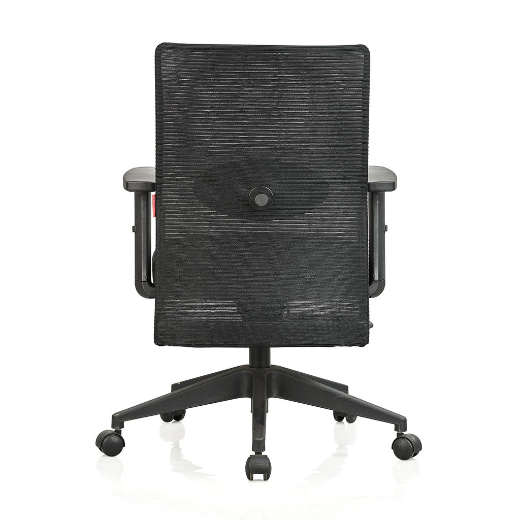 Featherlite Contact Medium Back Mesh Chair with Single Lock Synchro Mechanism & Adjustable Lumbar Support(Black)