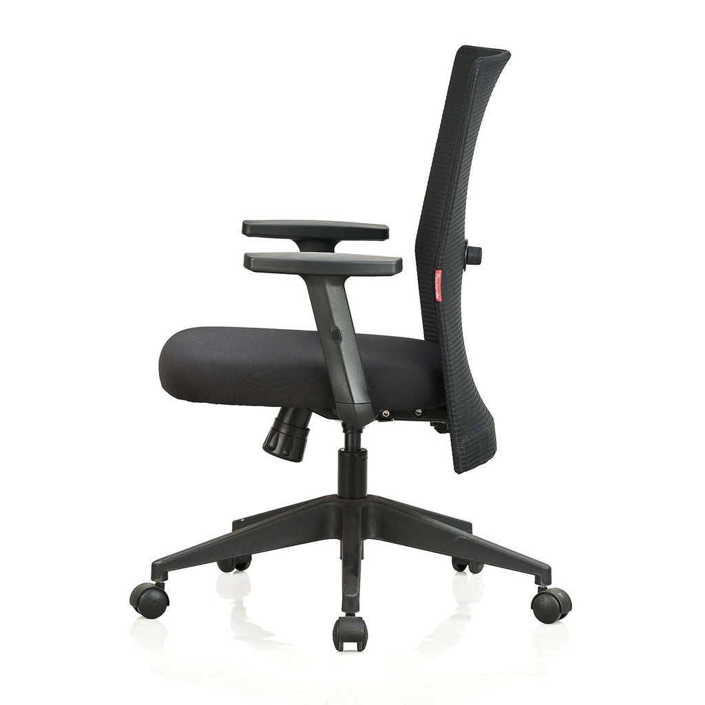Featherlite Contact Medium Back Mesh Chair with Single Lock Synchro Mechanism & Adjustable Lumbar Support(Black)