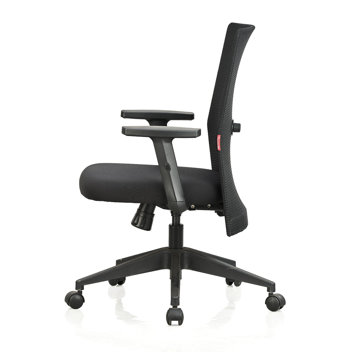 Featherlite Contact Medium Back Mesh Chair with Single Lock Synchro Mechanism & Adjustable Lumbar Support(Black)