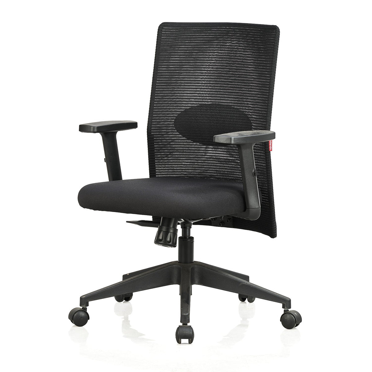 Featherlite Contact Medium Back Mesh Chair with Single Lock Synchro Mechanism & Adjustable Lumbar Support(Black)
