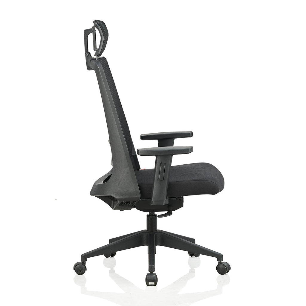 Featherlite Amaze High Back Mesh Chair with Self Calibrating Multilock Mechanism & Fabric Upholstered Cushion Seat(Black)