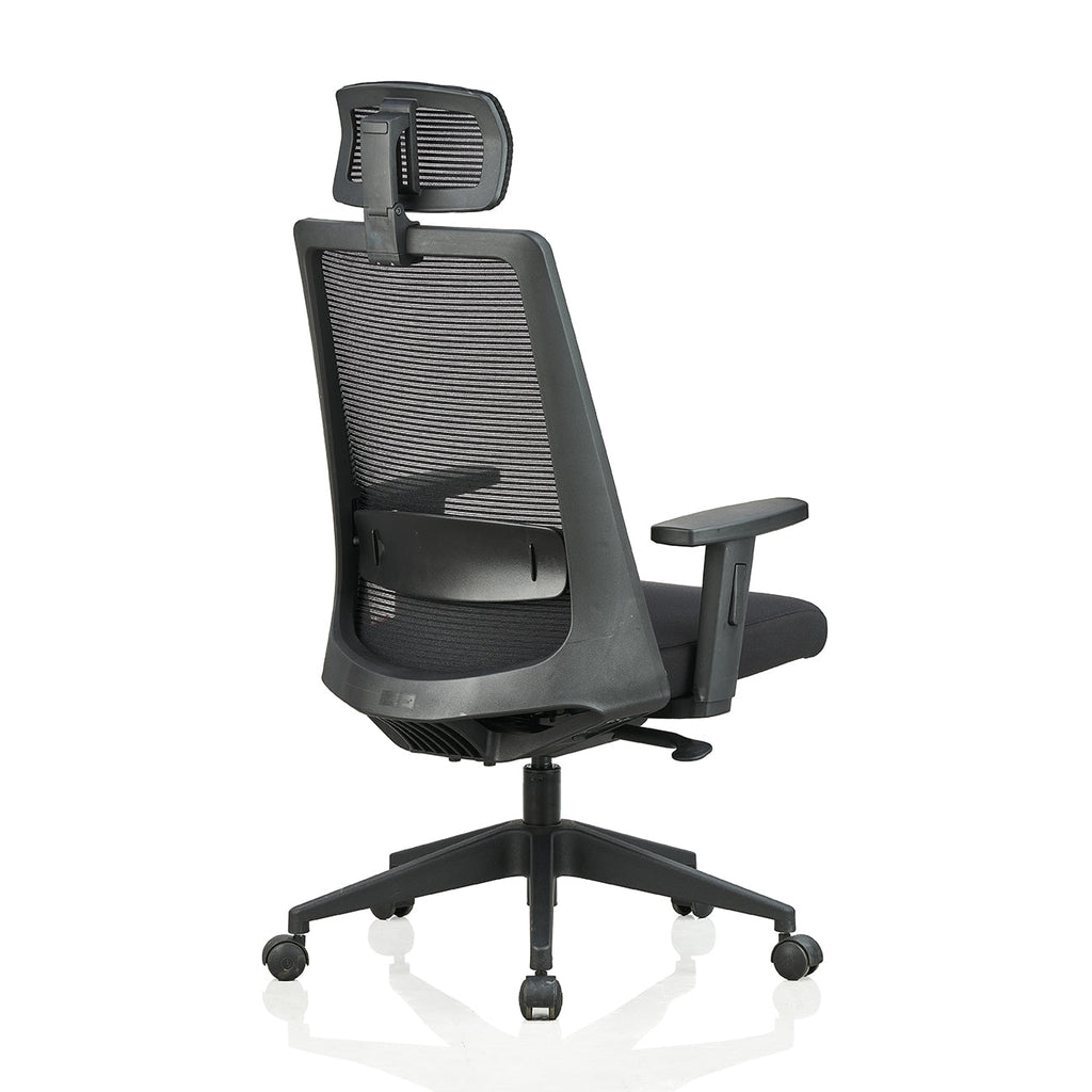 Featherlite Amaze High Back Mesh Chair with Self Calibrating Multilock Mechanism & Fabric Upholstered Cushion Seat(Black)
