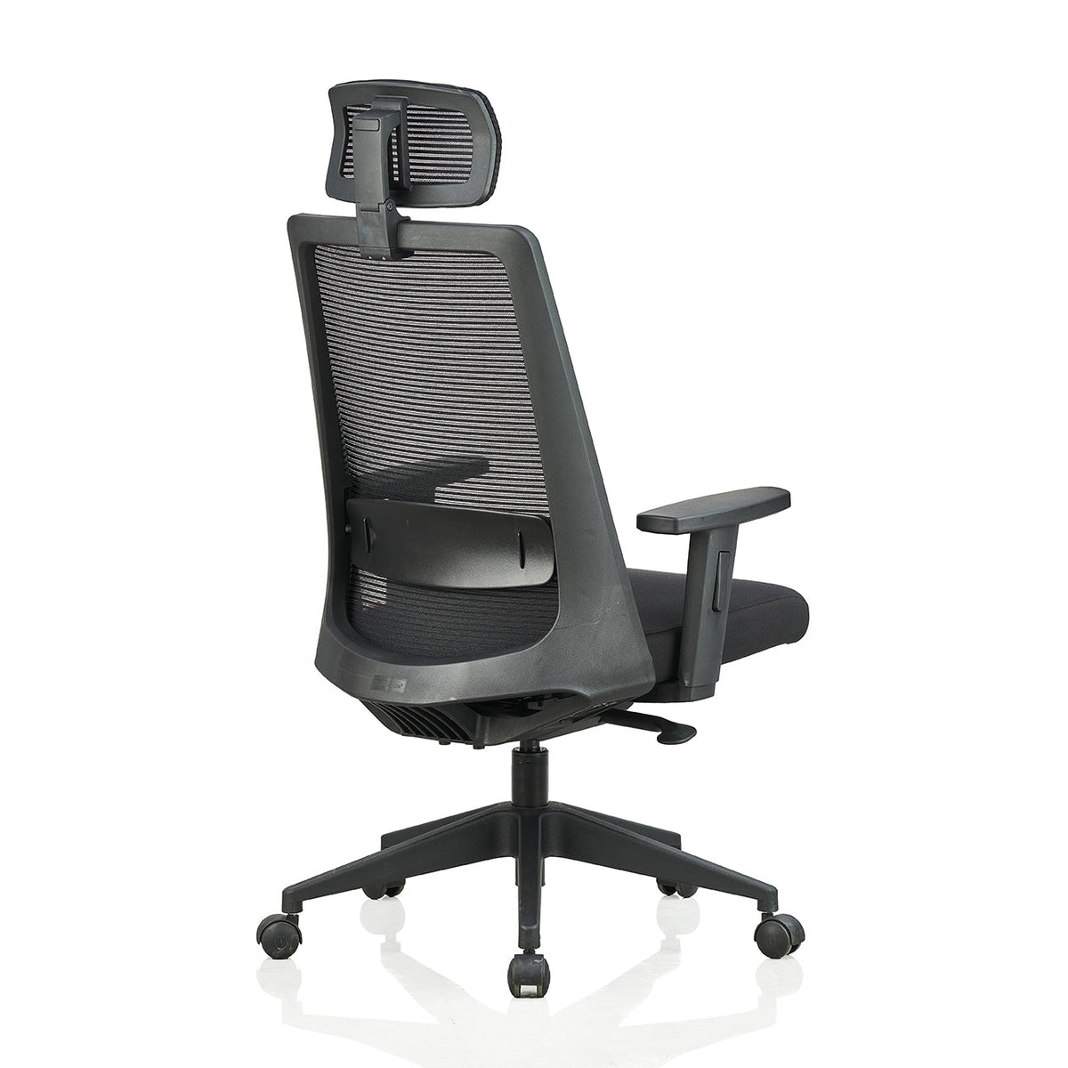 Featherlite Amaze High Back Mesh Chair with Self Calibrating Multilock Mechanism & Fabric Upholstered Cushion Seat(Black)