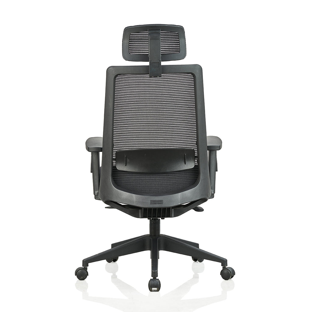 Featherlite Amaze High Back Mesh Chair with Self Calibrating Multilock Mechanism & Fabric Upholstered Cushion Seat(Black)