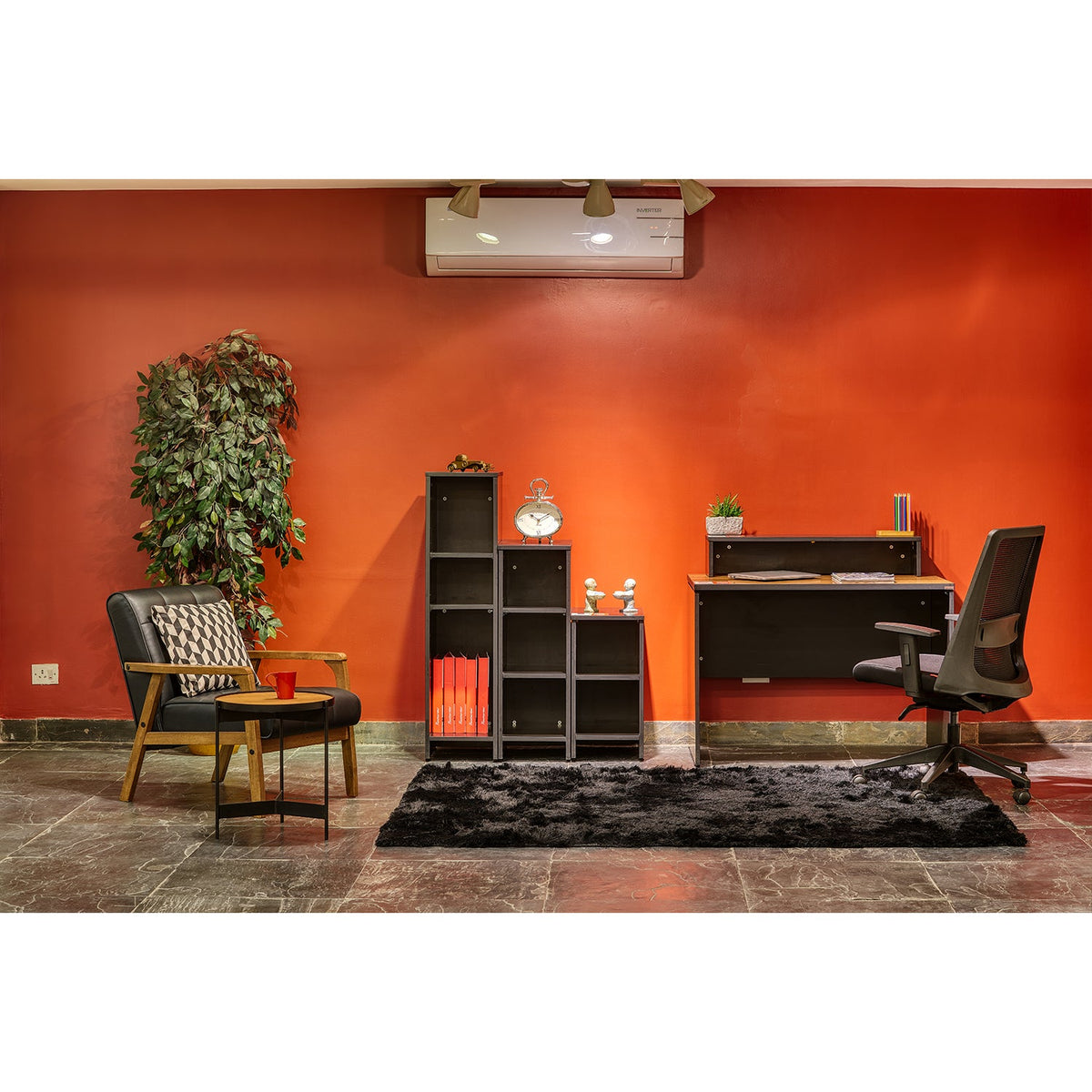 Featherlite Amaze Medium Back Mesh Chair with Self Calibrating Multilock Mechanism & Fabric Upholstered Cushion Seat(Black)