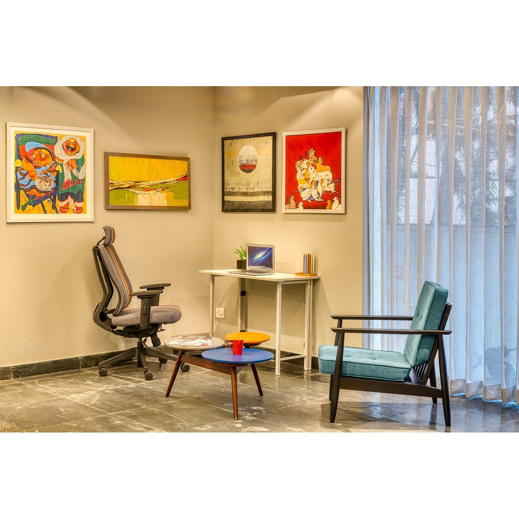 Featherlite Liberate Game High Back Fabric Chair with Dynaflex Back Support to Provide Dual Frame Flexibility & Seat Depth Adjustment(Orange)