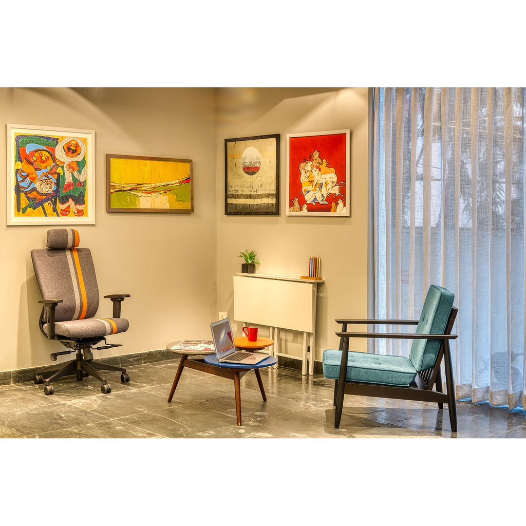 Featherlite Liberate Game High Back Fabric Chair with Dynaflex Back Support to Provide Dual Frame Flexibility & Seat Depth Adjustment(Orange)