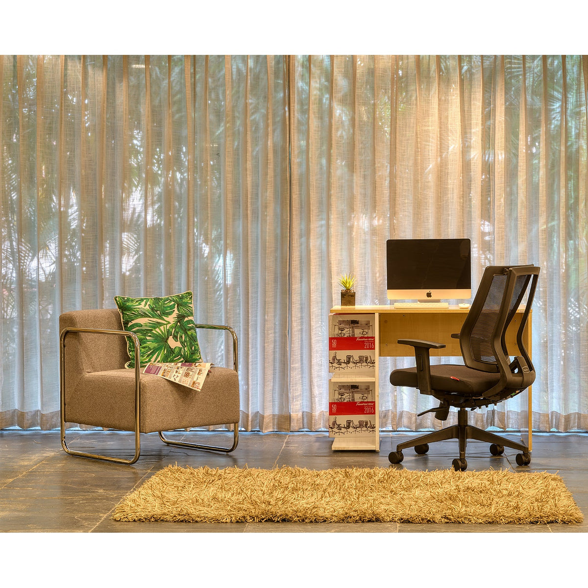 Featherlite Liberate Medium Back Mesh Chair with Dynaflex Back Support to Provide Dual Frame Flexibility & Multilock Mechanism