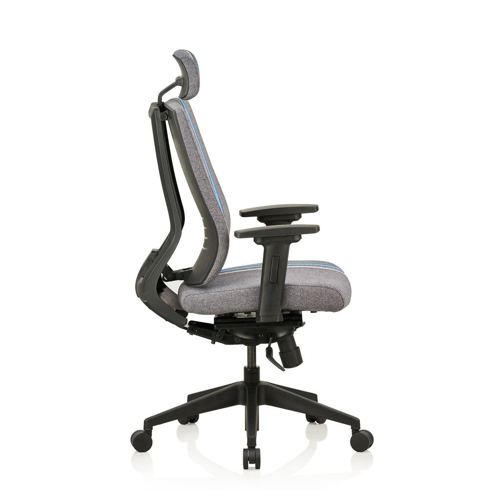 Featherlite Liberate Game High Back Fabric Chair with Dynaflex Back Support to Provide Dual Frame Flexibility & Seat Depth Adjustment(Blue)